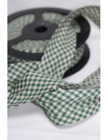 BIES ALGODON VICHY VERDE, 25MM